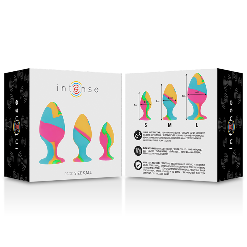 INTENSE - CONJUNTO DE PLUGUES DE SILICONA MULTICOLOR