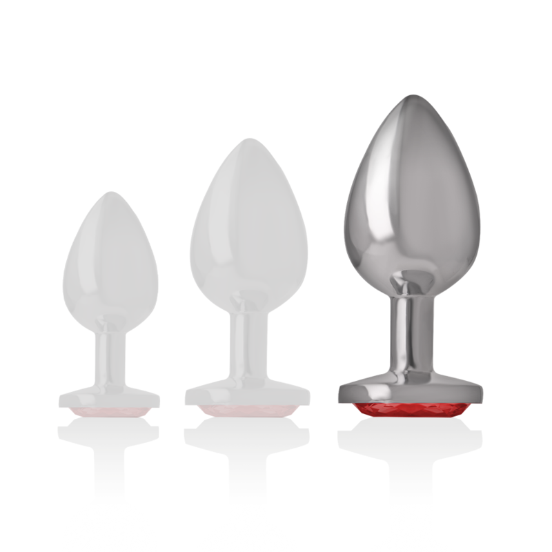 INTENSE - PLUG ANAL DE METAL DE ALUMINIO COM CRISTAL VERMELHO TAMANHO L