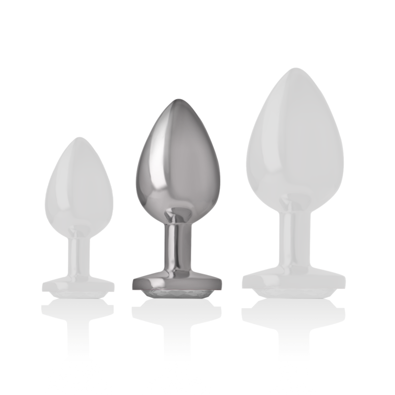 INTENSE - PLUG ANAL DE METAL DE ALUMINIO COM CRISTAL PRATA TAMANHO M