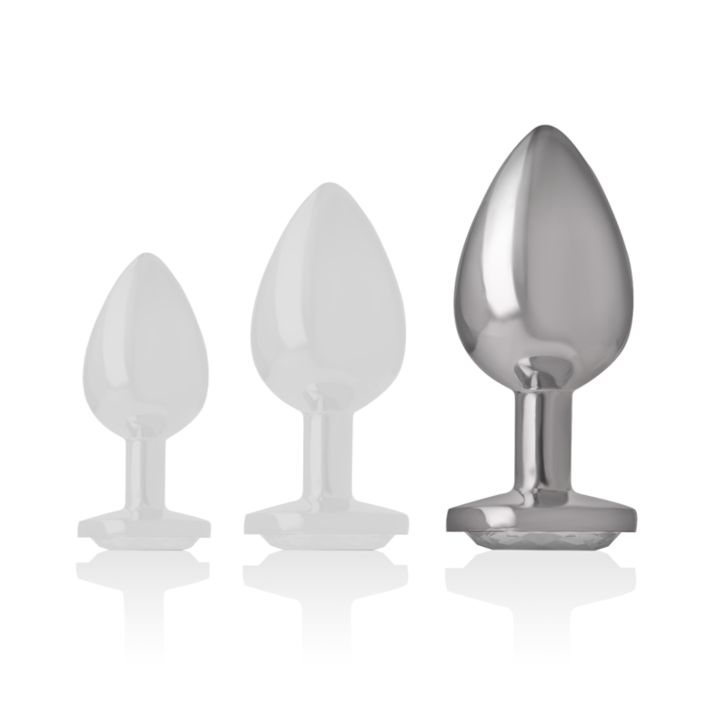 INTENSE - PLUG ANAL DE METAL DE ALUMINIO COM CRISTAL PRATA TAMANHO L