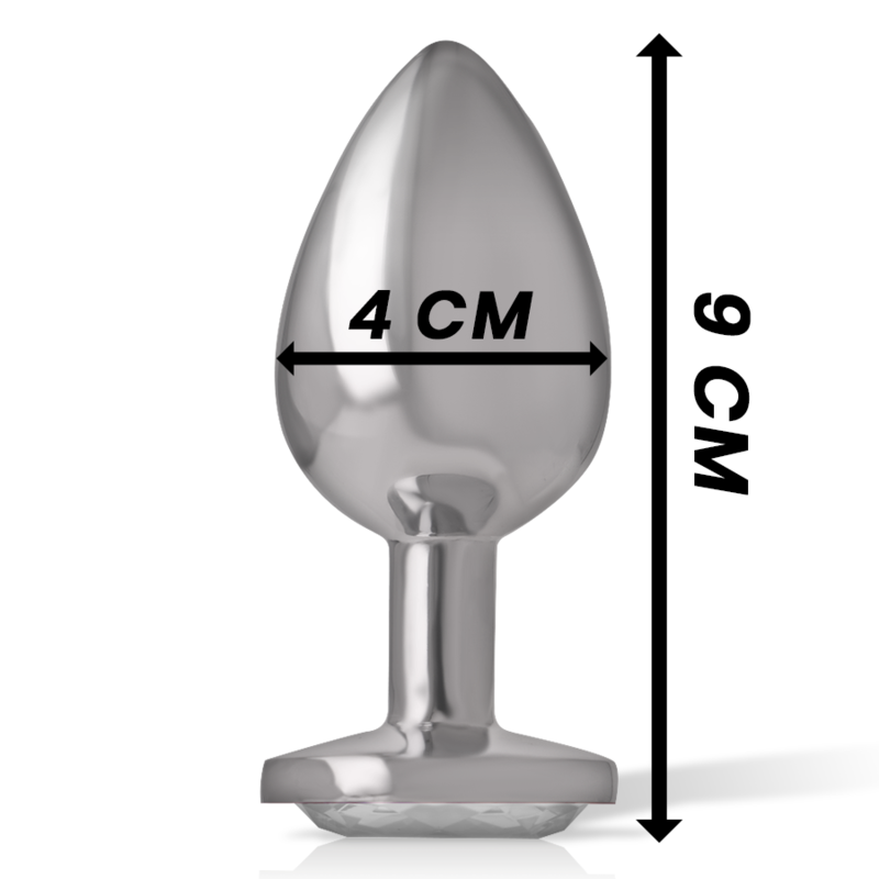INTENSE - PLUG ANAL DE METAL DE ALUMINIO COM CRISTAL PRATA TAMANHO L