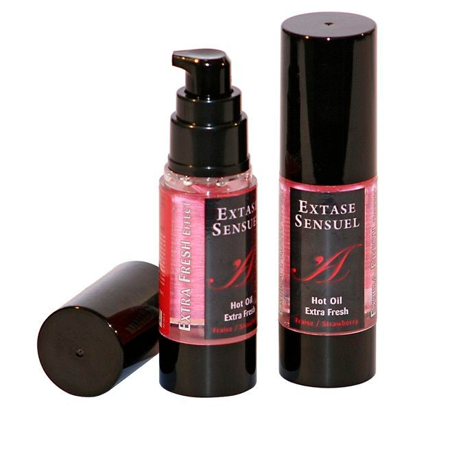 EXTASE SENSUAL - ÓLEO DE MASSAGEM EFEITO EXTRA FRESH MORANGO 30 ML - Sex Shop Sexy