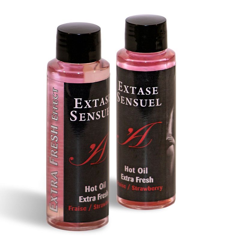 EXTASE SENSUAL - ÓLEO DE MASSAGEM EFEITO EXTRA FRESH MORANGO 100 ML - Sex Shop Sexy