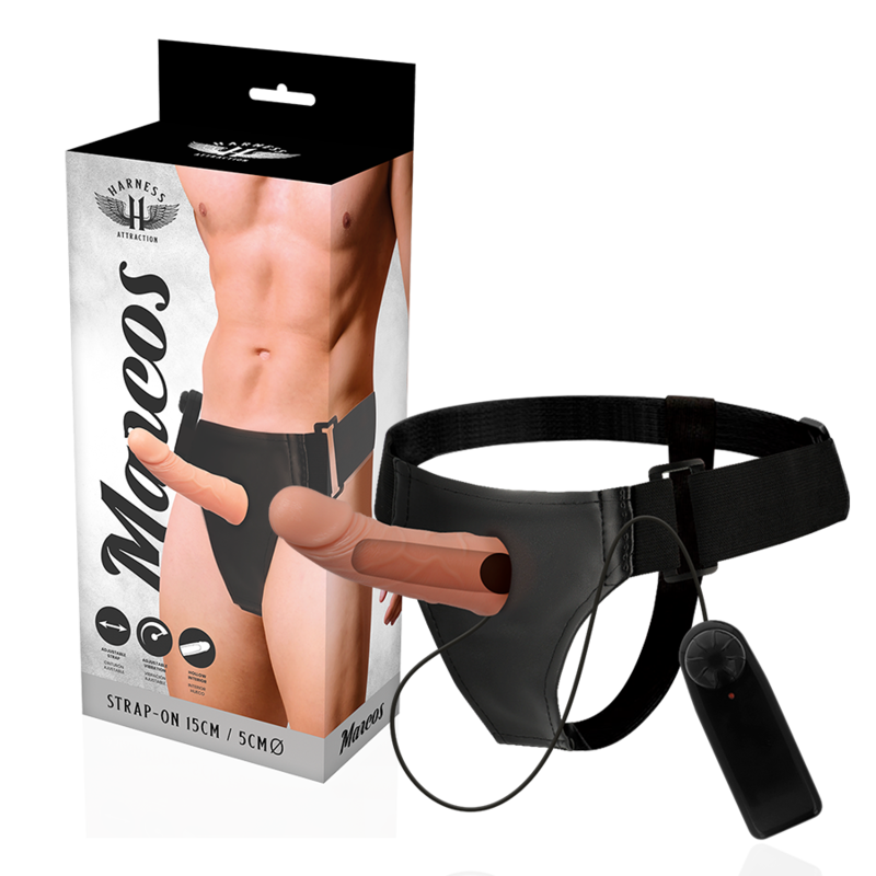 ARNÉS ATRACCIÓN - RNES ESTRUTURAS OCAS COM VIBRADOR 15 CM -O- 5 CM