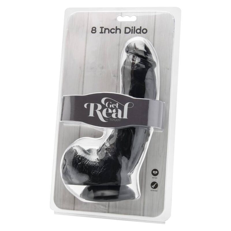 GET REAL - DILDO 20,5 CM COM TESTÍCULOS NEGRO