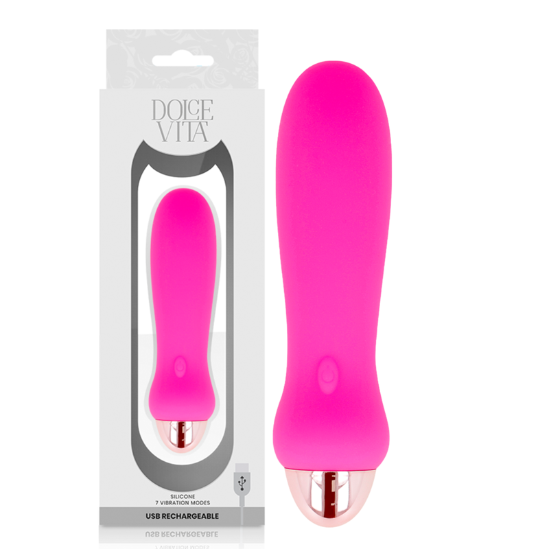 DOLCE VITA - VIBRADOR RECARREGÁVEL CINCO ROSA 7 VELOCIDADES