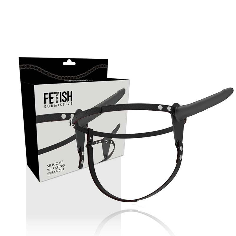 ARNÉS FETISH SUBMISSIVE - VIBRADOR SILICONA NEGRO 15 CM