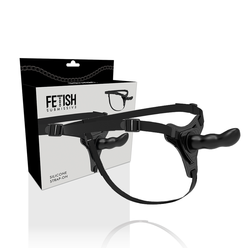 ARNÉS FETISH SUBMISSIVE - SILICONA NEGRO PUNTO G 16 CM