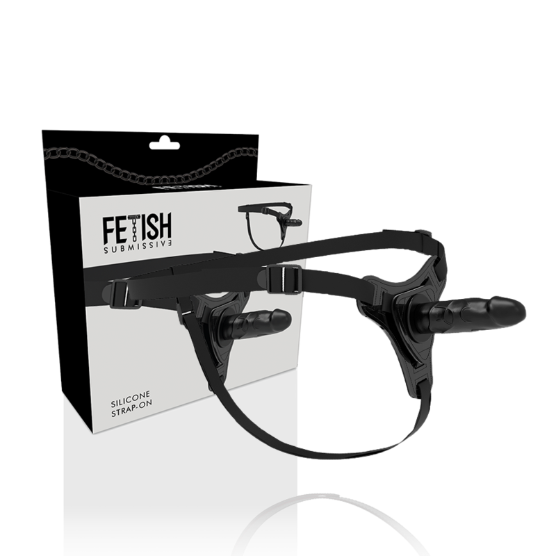 ARNÉS FETISH SUBMISSIVE - SILICONA NEGRO REALISTA 15 CM
