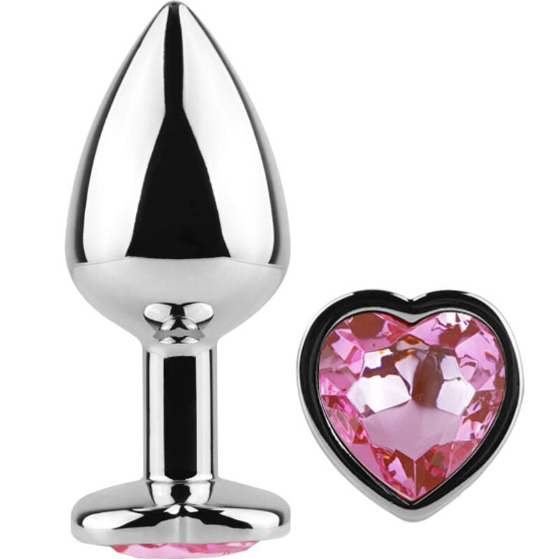 SECRETPLAY - PLUG ANAL DE METAL FUCSIA CORAO PEQUENO TAMANHO 7 CM