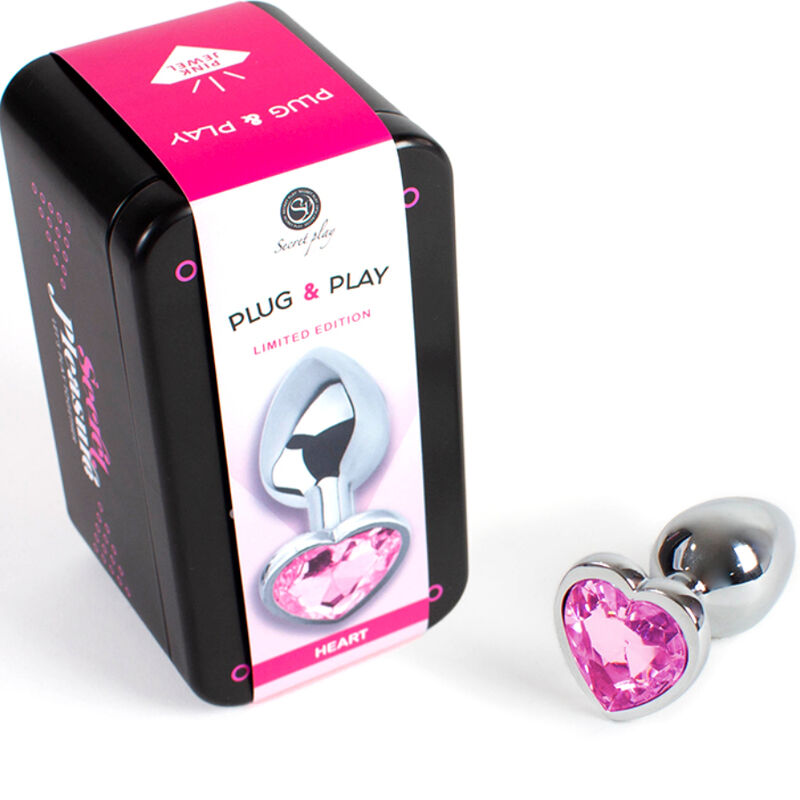SECRETPLAY - PLUG ANAL DE METAL FUCSIA CORAO PEQUENO TAMANHO 7 CM