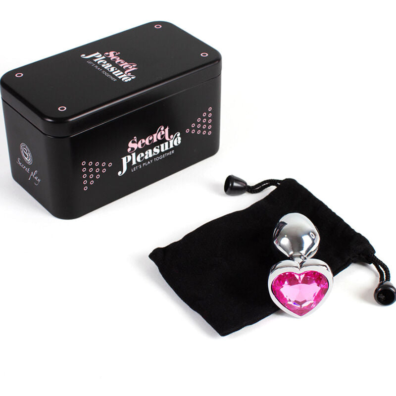 SECRETPLAY - PLUG ANAL DE METAL FUCSIA CORAO PEQUENO TAMANHO 7 CM