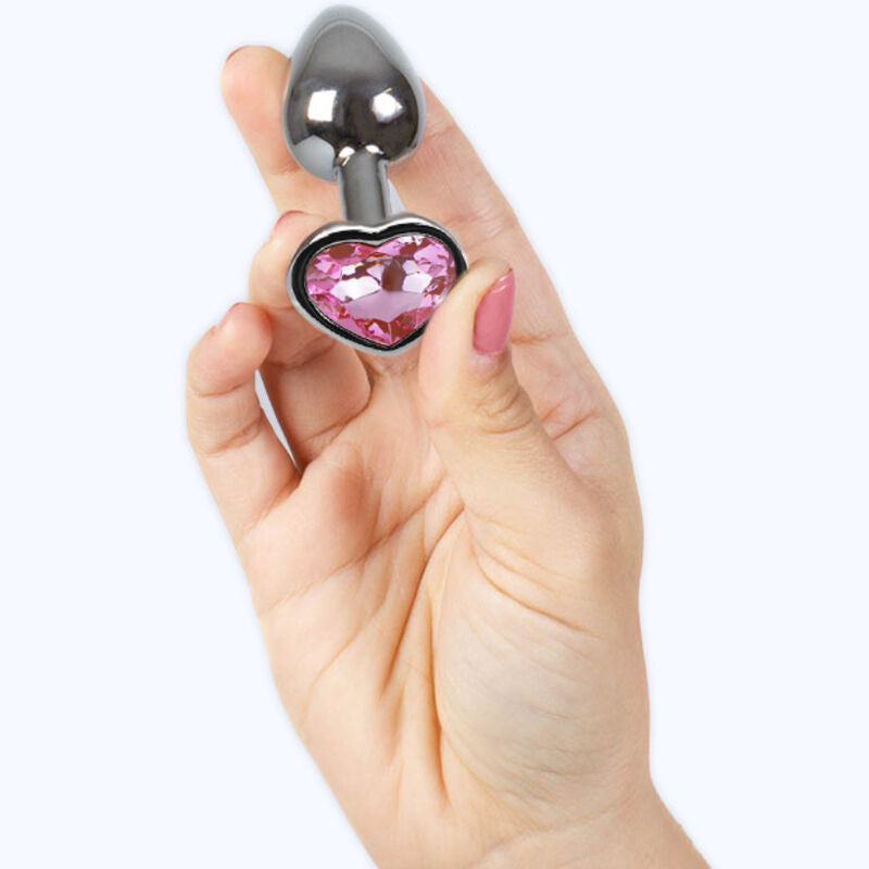 SECRETPLAY - PLUG ANAL DE METAL FUCSIA CORAO PEQUENO TAMANHO 7 CM