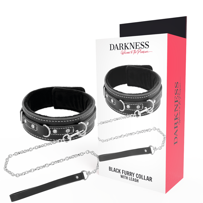 DARKNESS - COLLAR DE COURO DE ALTA CALIDAD COM TRELA
