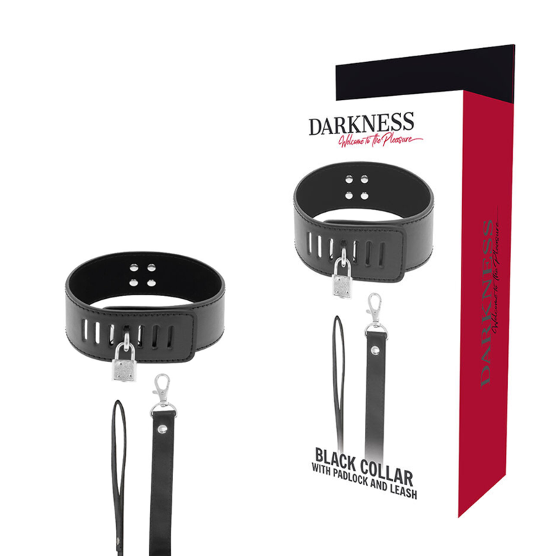 DARKNESS - COLAR BDSM COM CADEADO PRETO
