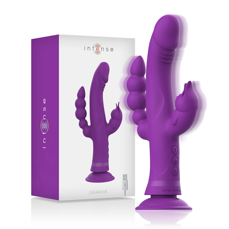 INTENSE - VIBRADOR DE SILICONA CASANOVA COELHO TRIPLO MOTOR ROXO
