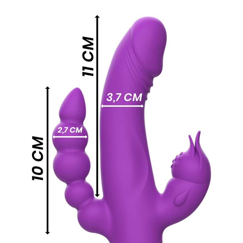 INTENSE - VIBRADOR DE SILICONA CASANOVA COELHO TRIPLO MOTOR ROXO