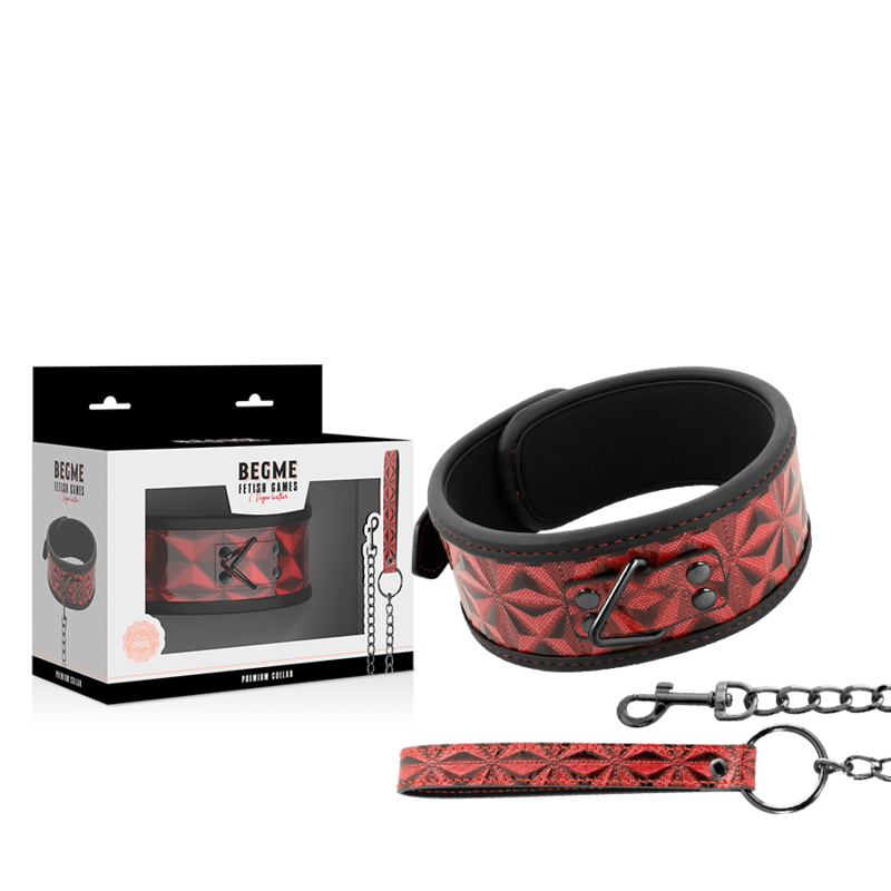 BEGME - COLAR DE COURO VEGANO PREMIUM RED EDITION COM FORRO DE NEOPRENO