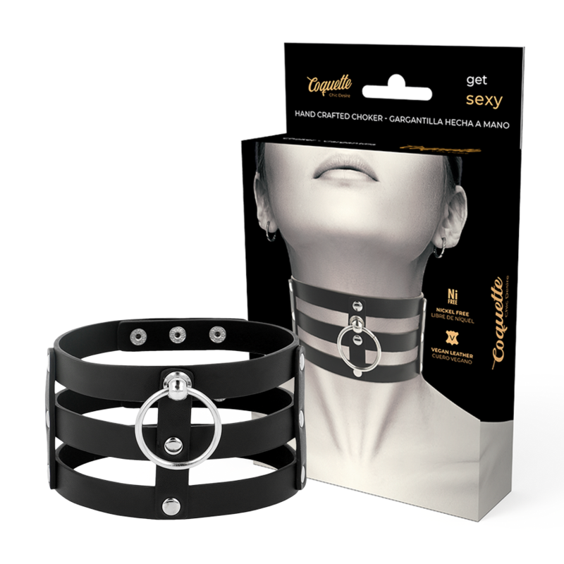 COQUETA CHIC DESIRE - GARGANTILHA DE COURO VEGANO ESTILO FETISH