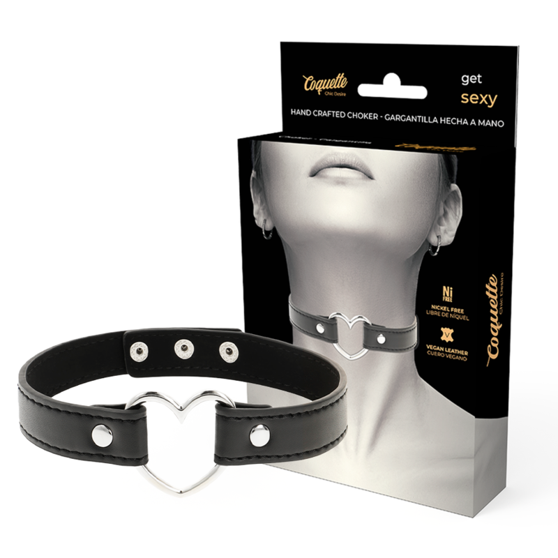COQUETTE CHIC DESIRE - COLLAR DE CUERO VEGANO ACCESORIO DE CORAZÓN MUJER