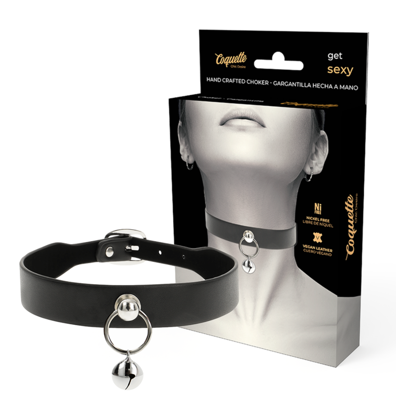 COQUETTE CHIC DESIRE - COLLAR DE CUERO VEGANO ACCESORIO MUJER CASCABEL/ARO