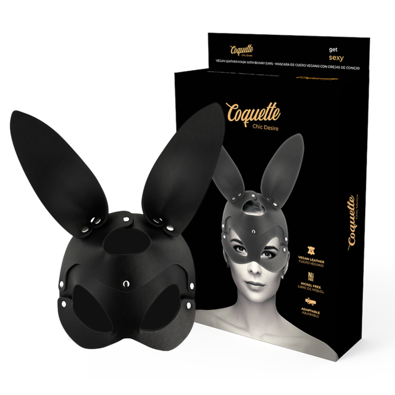 COQUETA CHIC DESIRE - MSCARA DE COURO VEGANO COM ORELHAS DE COELHO