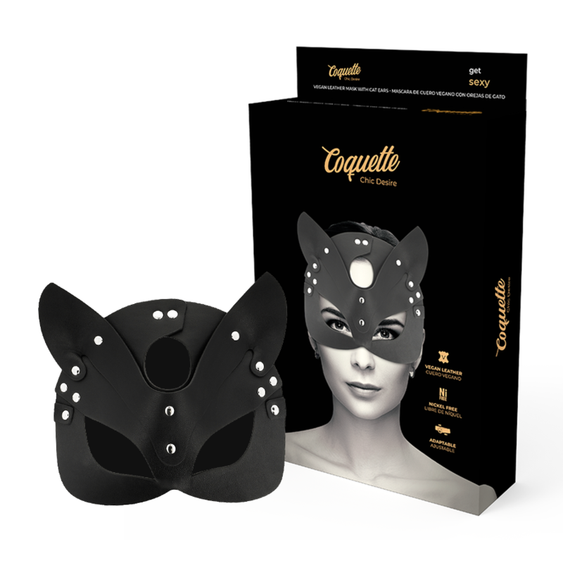 COQUETA CHIC DESIRE - MSCARA DE COURO VEGANO COM ORELHAS DE GATO