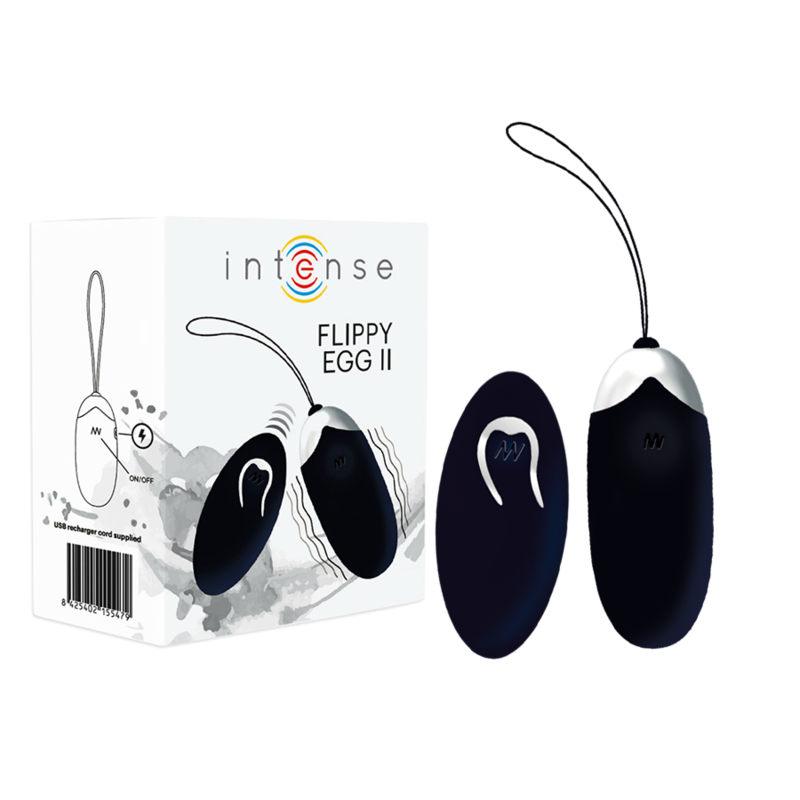 INTENSE - FLIPPY II OVO RECARREGÁVEL COM CONTROLO REMOTO NEGRO - Sex Shop Sexy