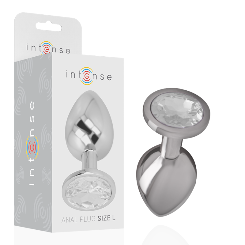 INTENSE - PLUG ANAL DE METAL DE ALUMINIO COM CRISTAL PRATA TAMANHO L