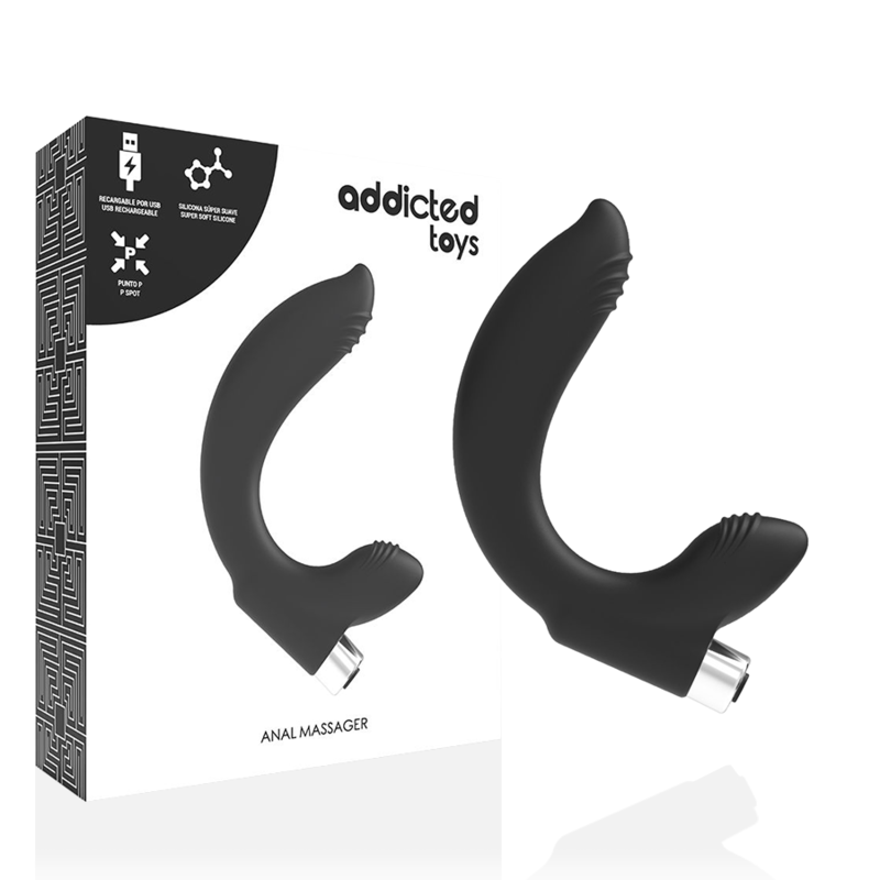 ADDICTED TOYS - VIBRADOR PROSTTICO RECARREGVEL MODELO 7 - NEGRO