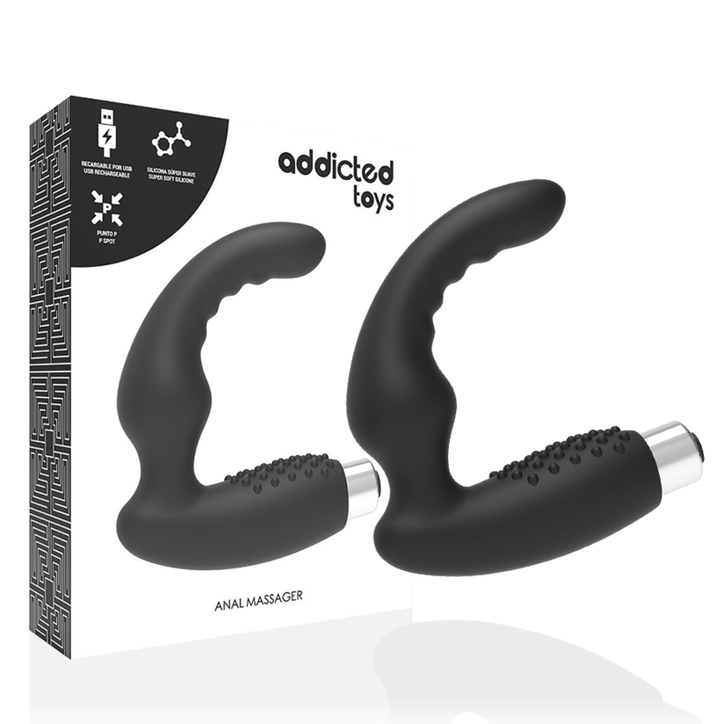 ADDICTED TOYS - VIBRADOR PROSTÁTICO VIBRADOR RECARGABLE - MODELO 2 - NEGRO