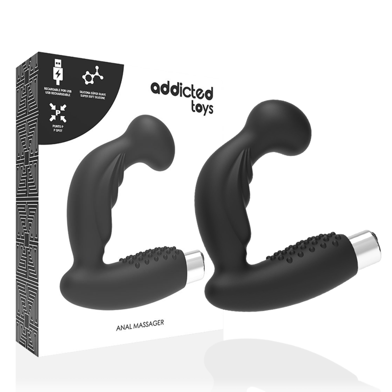 ADDICTED TOYS -VIBRADOR PROSTÁTICO VIBRADOR RECARGABLE- MODELO 3 - NEGRO