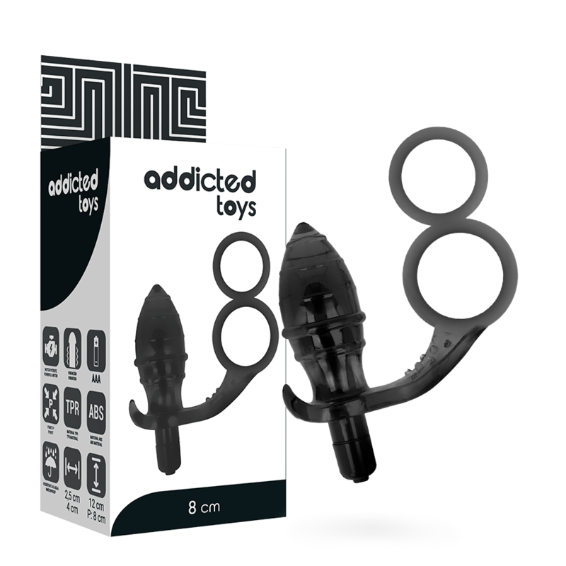 JUGUETES ADICTOS - PLUG ANAL COM ANEL DUPLO PRETO