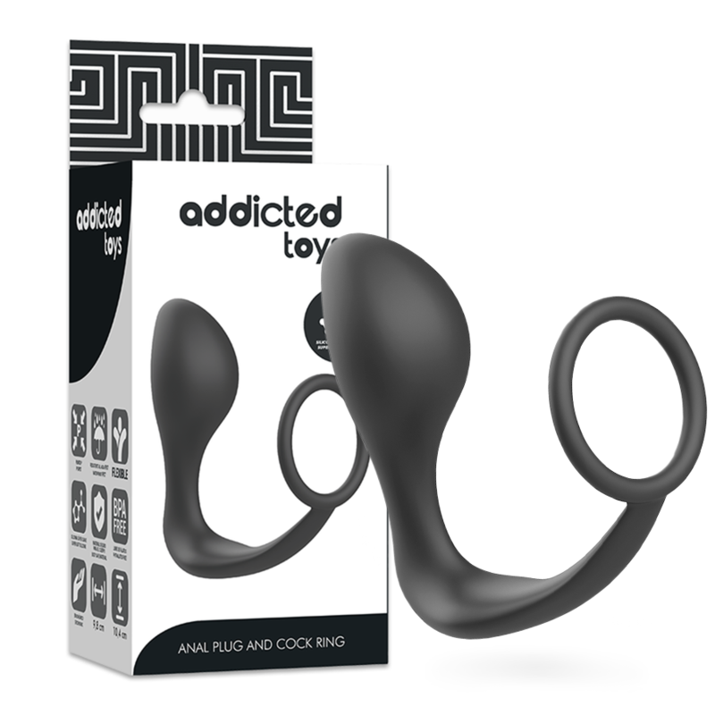ADDICTED TOYS - PLUG ANAL COM ANEL DE SILICONA PRETO