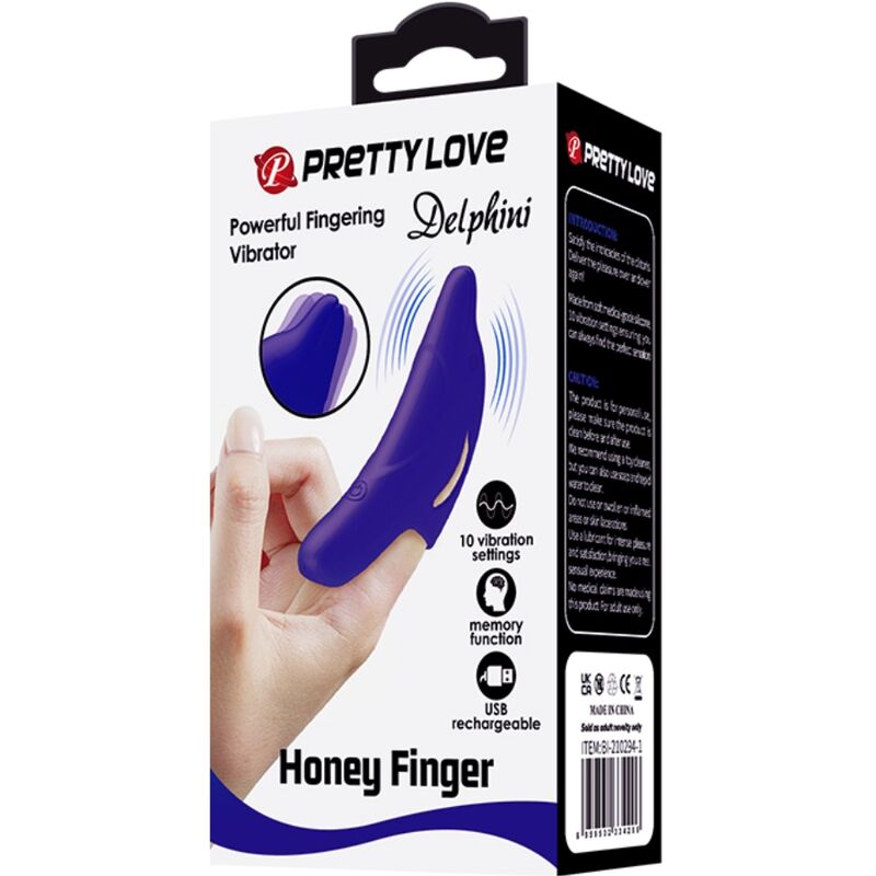 Pretty Love - Delphini Poderoso Estimulador De Dedo Azul Escuro