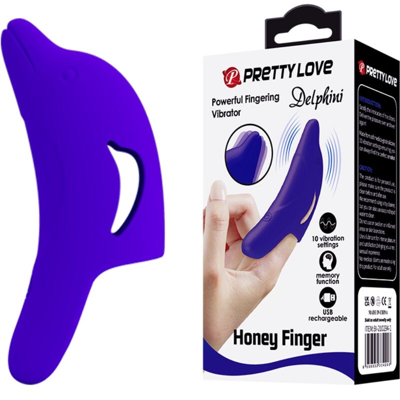 Pretty Love - Delphini Poderoso Estimulador De Dedo Azul Escuro