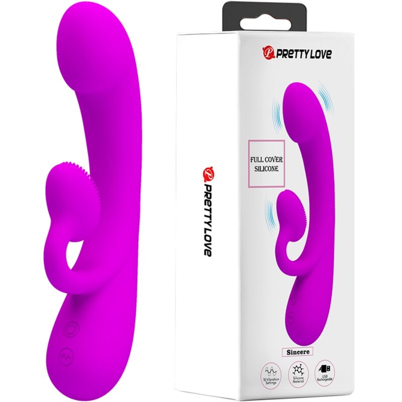 PRETTY LOVE - VIBRADOR SINCERO E OTADOR DE CLITÓRIS SILICONA ROXO