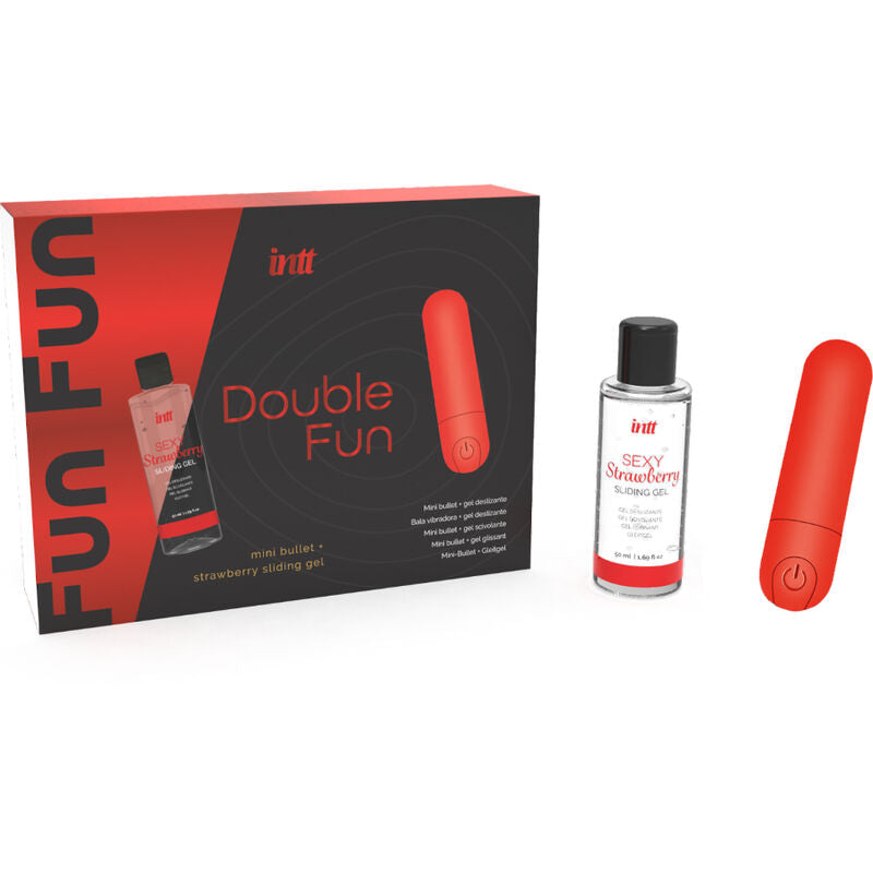 INTT RELEASES - DOUBLE FUN KIT COM BALA VIBRATÓRIA E GEL DE MASSAGEM MORANGO