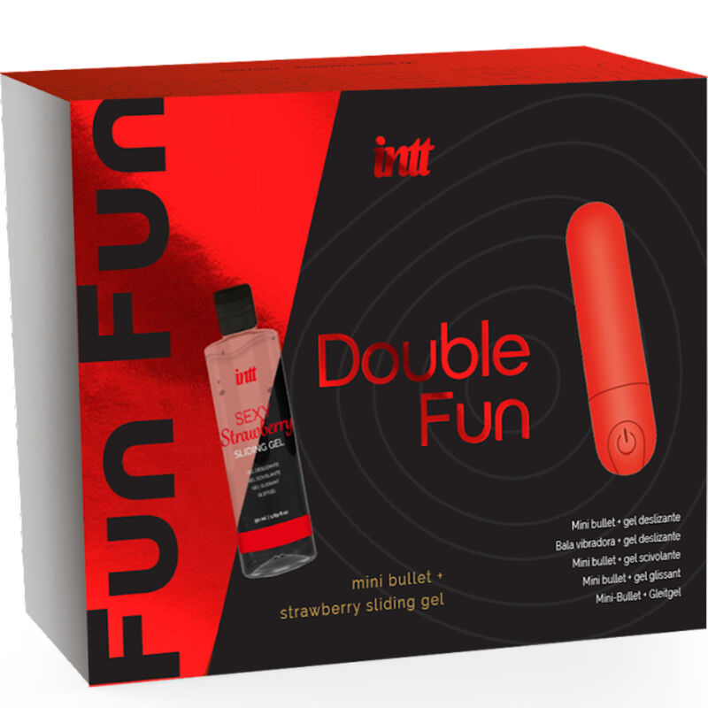 INTT RELEASES - DOUBLE FUN KIT COM BALA VIBRATÓRIA E GEL DE MASSAGEM MORANGO