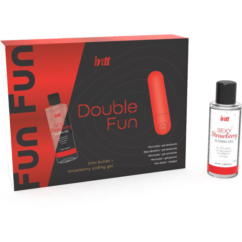 INTT RELEASES - DOUBLE FUN KIT COM BALA VIBRATÓRIA E GEL DE MASSAGEM MORANGO
