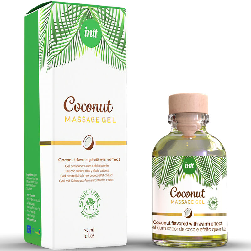INTT - GEL DE MASAJE VEGANO COM SABOR DE COCO E EFEITO AQUECEDOR