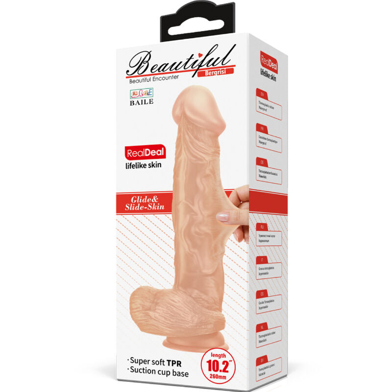 BAILE - BEAUTIFUL ENCOUNTER BERGRISI DILDO REALISTA FLEXÍVEL 26 CM NATURAL