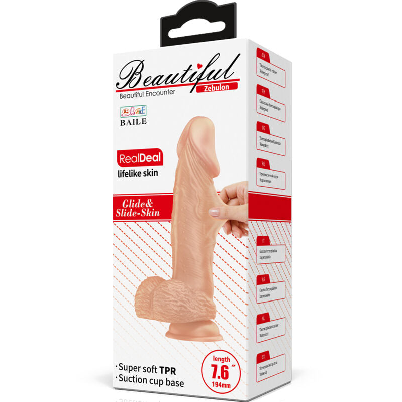 BAILE - BEAUTIFUL ENCOUNTER ZEBULON DILDO REALISTA FLEXÍVEL 19.4 CM NATURAL