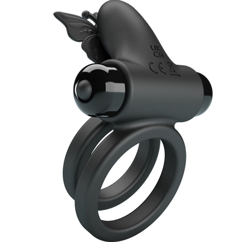 Pretty Love - Anel Vibrador Duplo Com Estimulador Preto