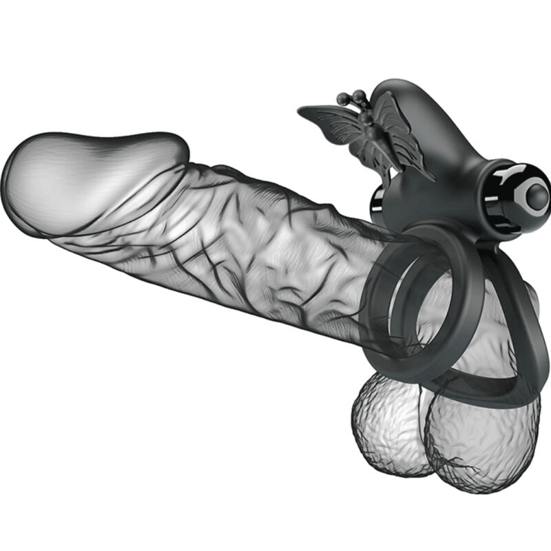 Pretty Love - Anel Vibrador Duplo Com Estimulador Preto