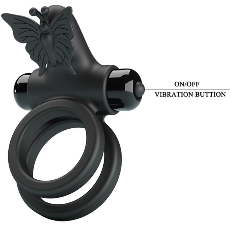 Pretty Love - Anel Vibrador Duplo Com Estimulador Preto