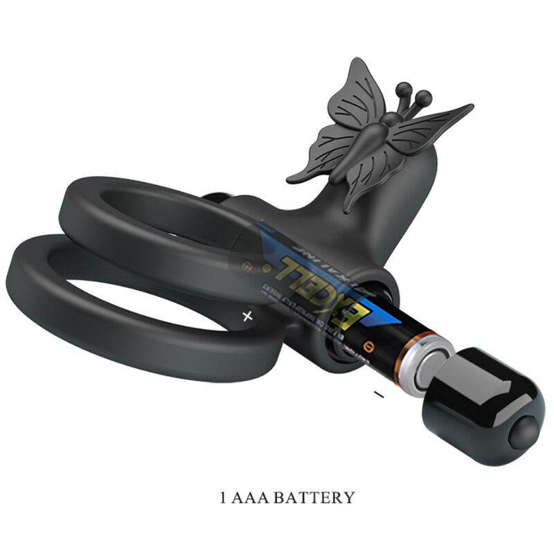 Pretty Love - Anel Vibrador Duplo Com Estimulador Preto