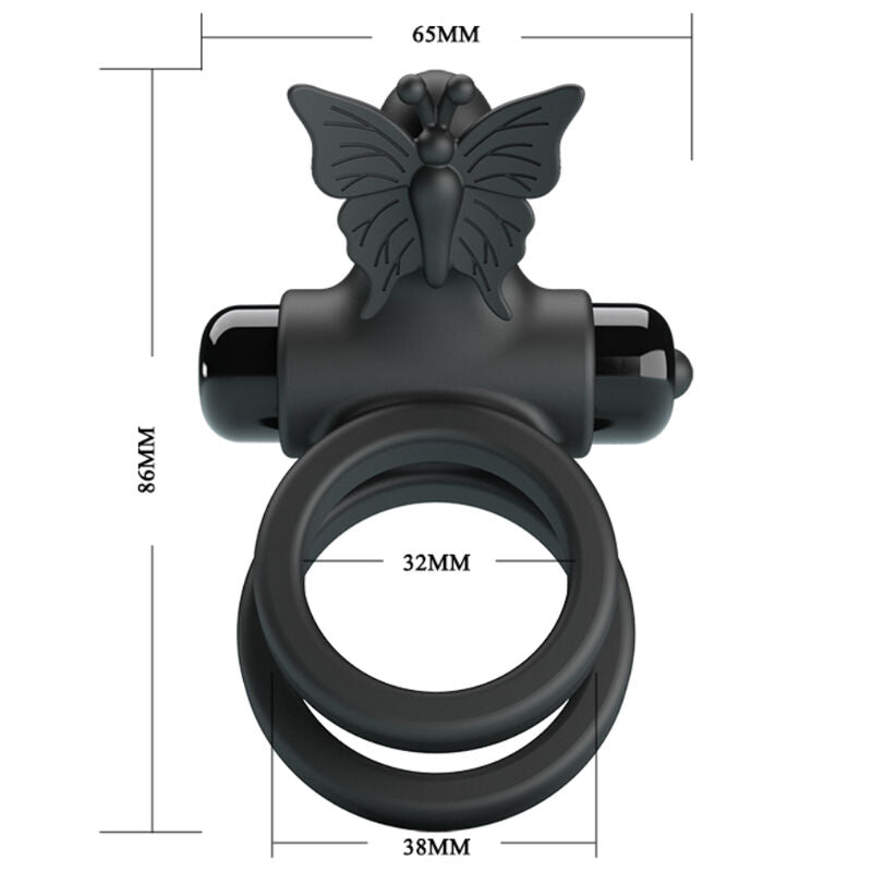 Pretty Love - Anel Vibrador Duplo Com Estimulador Preto
