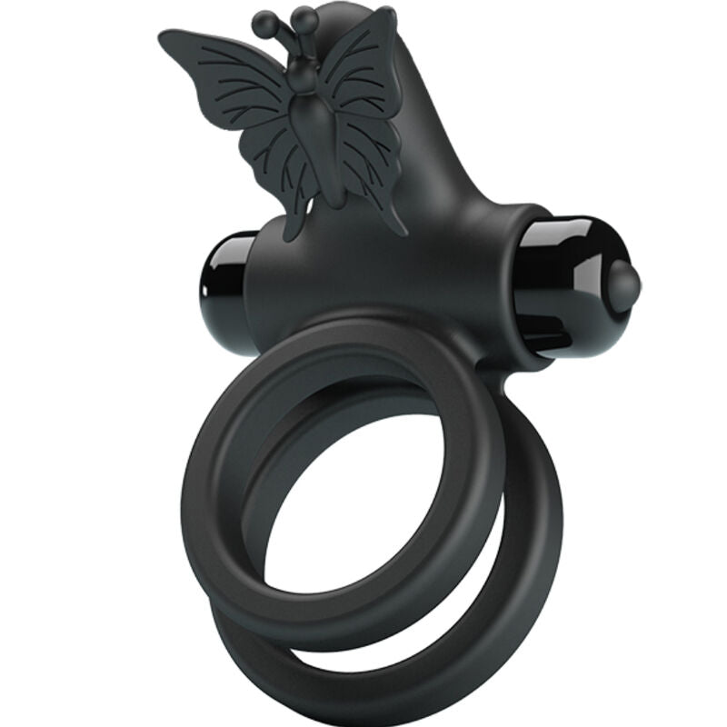 Pretty Love - Anel Vibrador Duplo Com Estimulador Preto