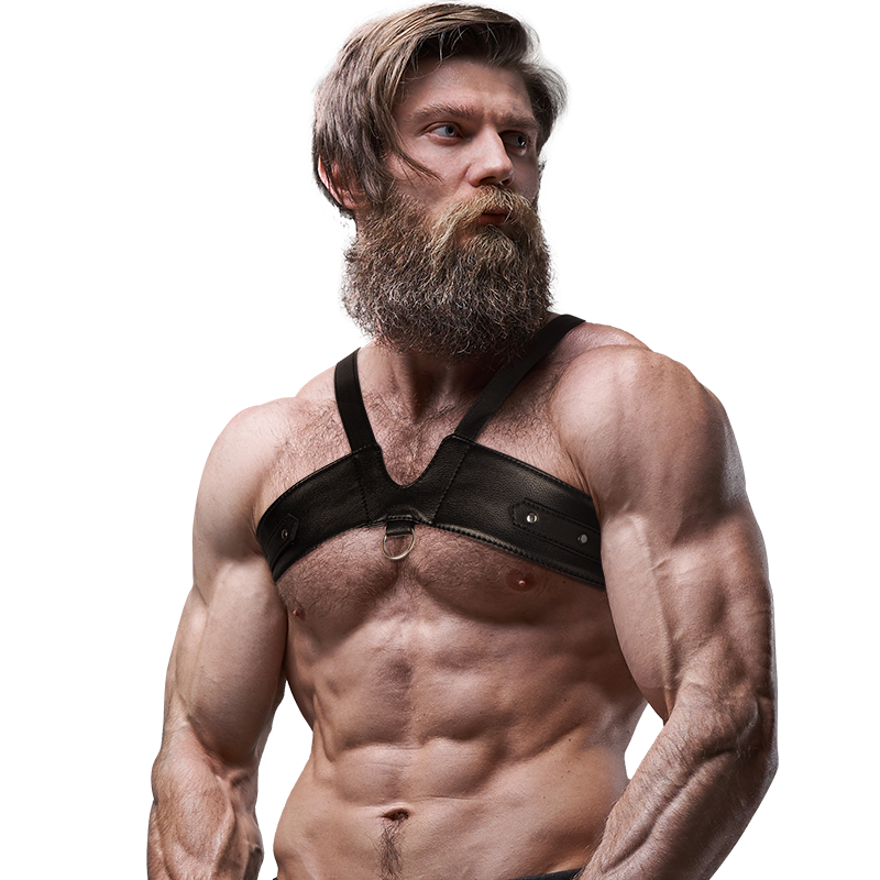 Actitud Sumisa Fetiche - Arnês De Peito De Couro Ecológico Brigade Masculino